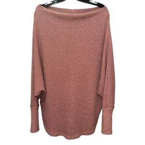Wishlist Cinch Waist Rose Pink Waffle Knit Dolman Top Large